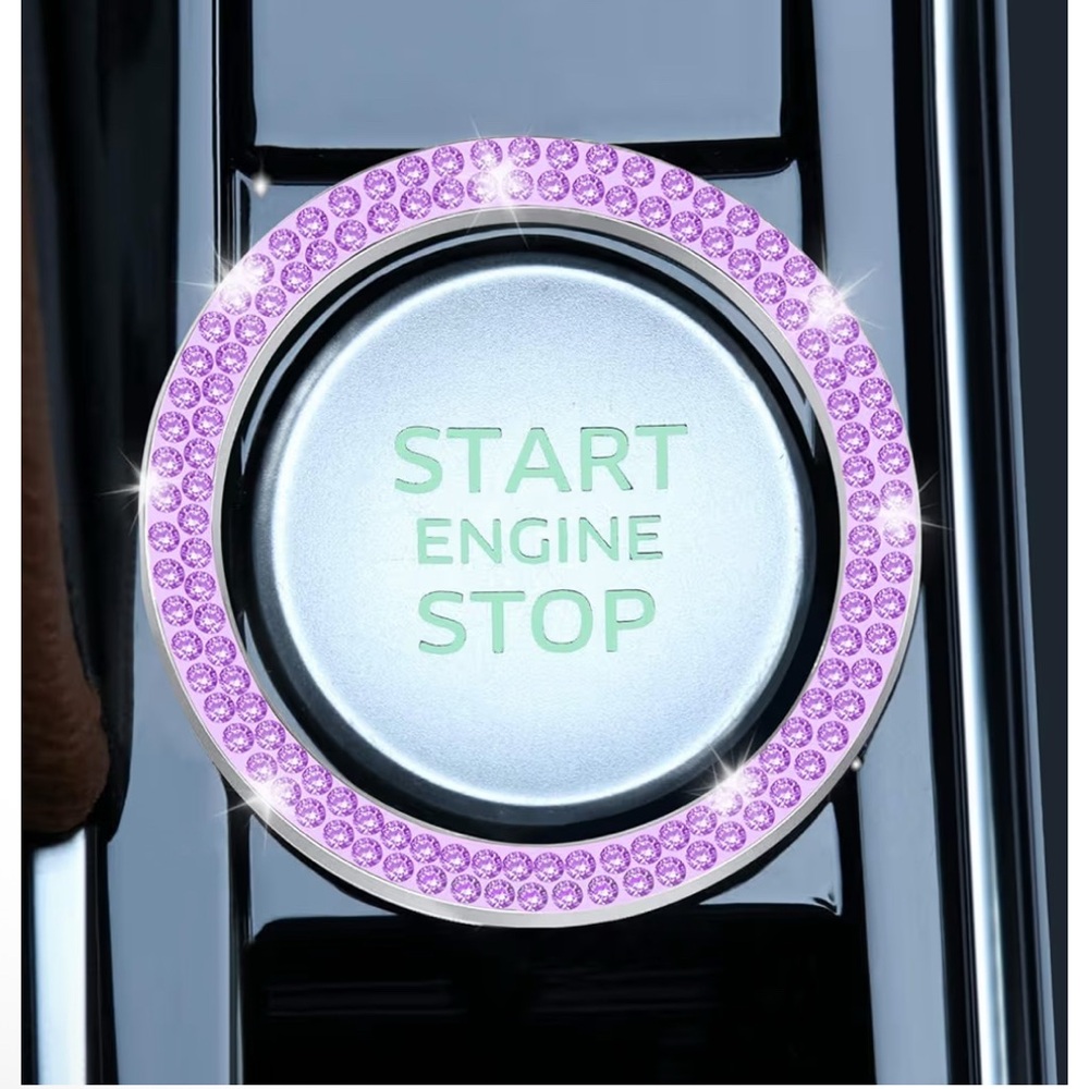 2pack Purple Rhinestone Car Start Button Cover